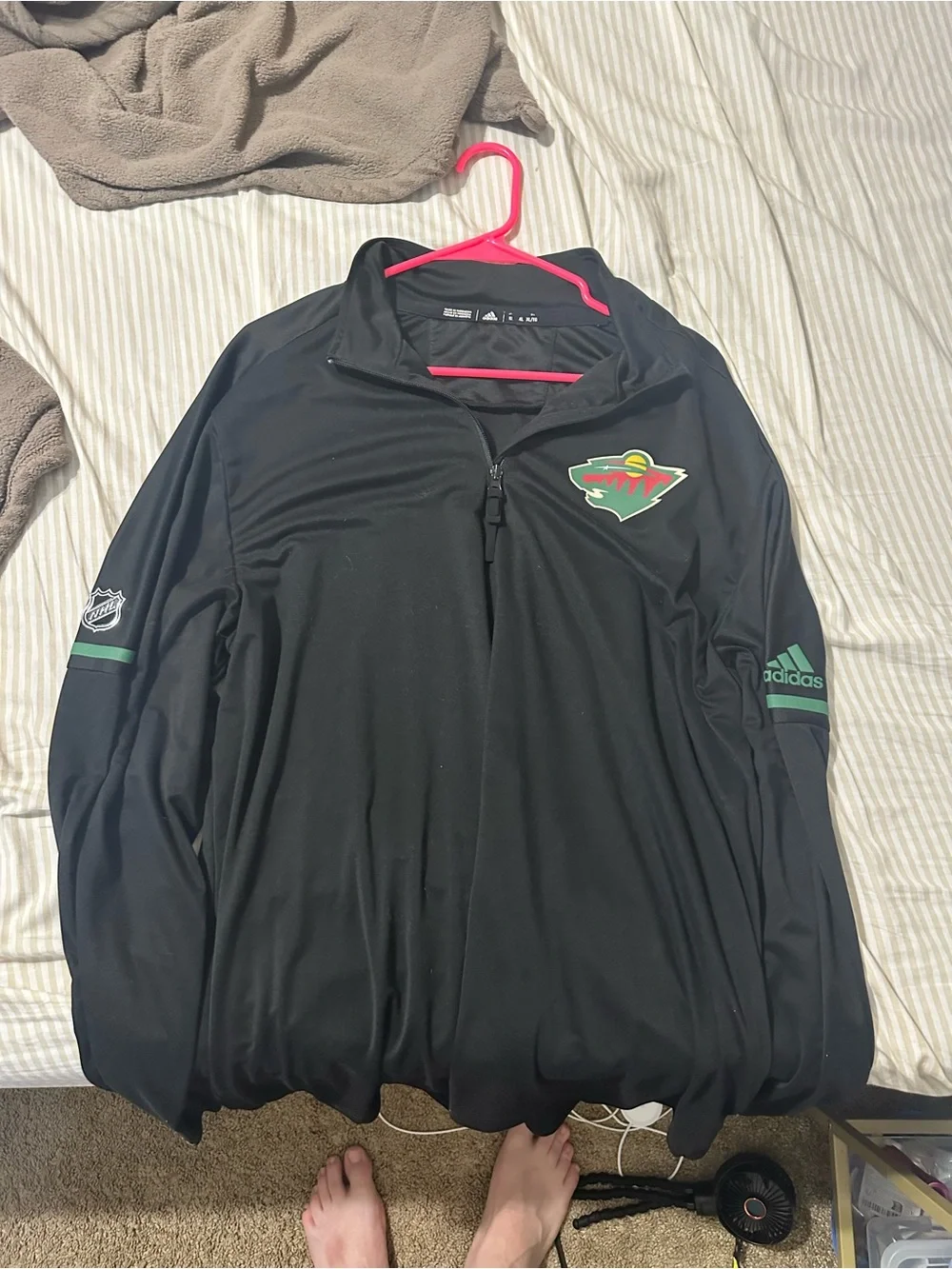 adidas Black Minnesota Wild Pullover with Green Accents
